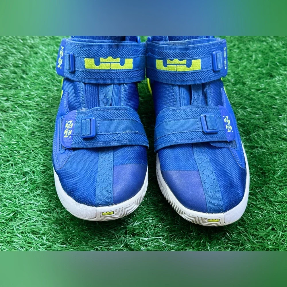 Nike Air Lebron Soldier XIII Shoes Royal Blue Volt Green AR7585-400 Youth Sz 6.5
